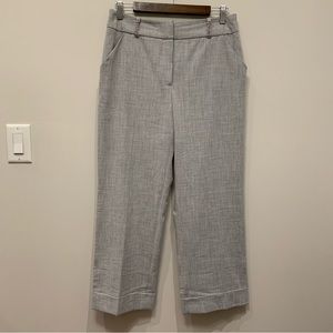 Dalia Light Grey Cropped Cuffed Straight Leg  Pants Pink Jewel Belt Hoops Sz 8